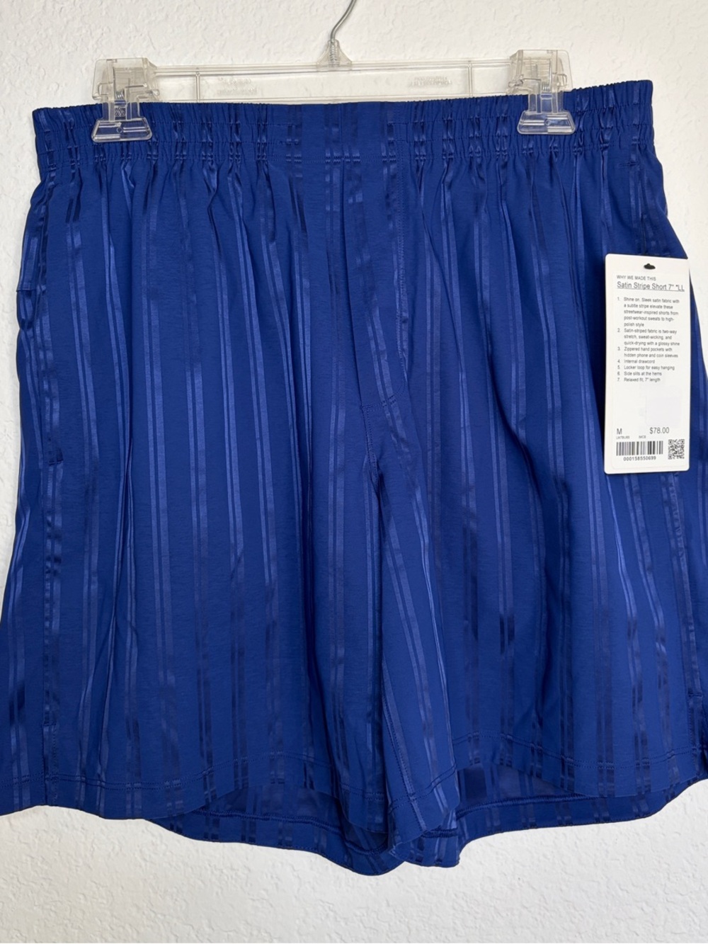 lululemon athletica Men’s Satin Stripe Athletic Shorts in Intergalactic 7” LL